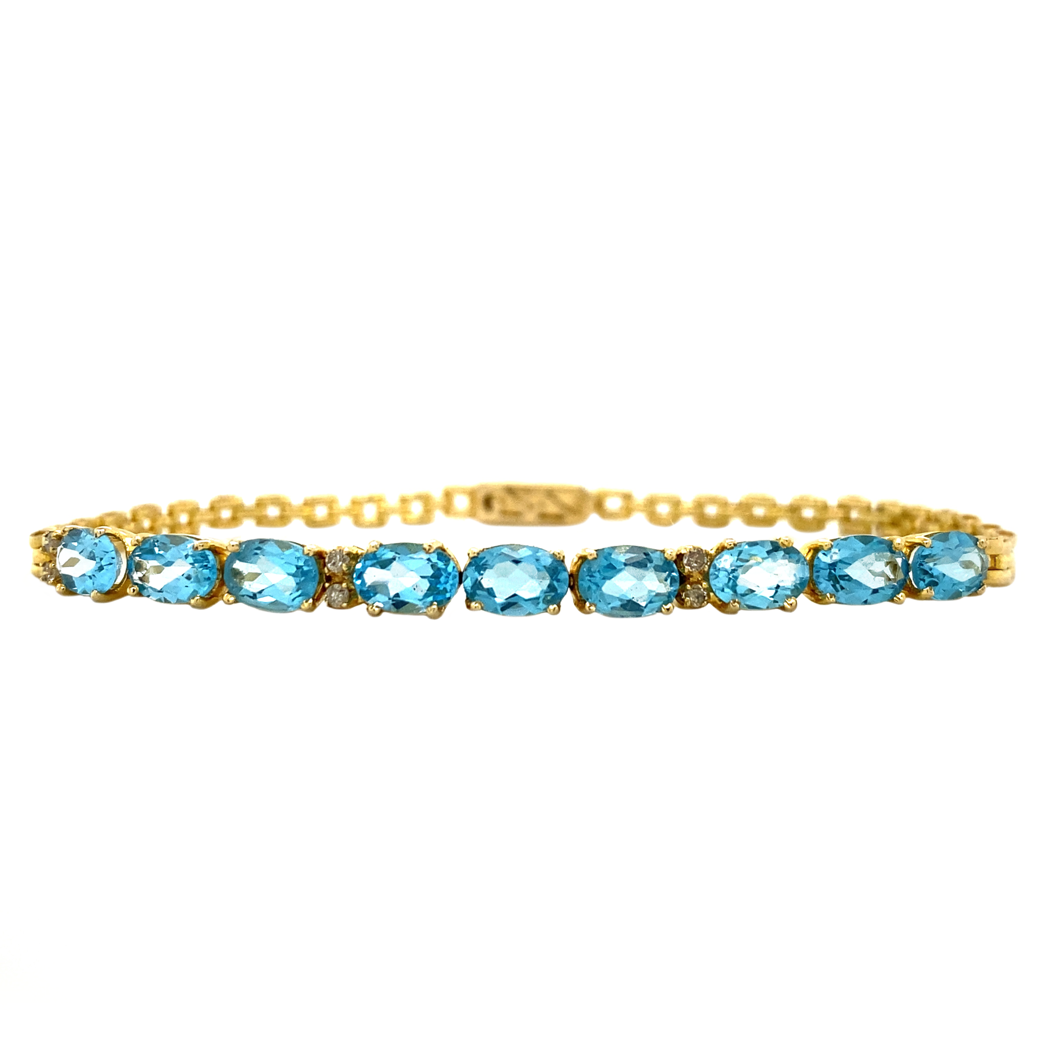 Vintage 18K Gold Bracelet with Topaz and Diamond